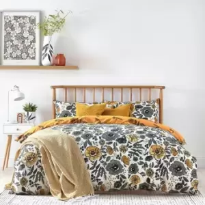 Image of Furn Scandi Poppy Duvet Cover Set (Single) (Mustard Yellow) - Mustard Yellow
