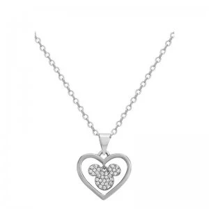 image of Disney Mickey Mouse Silver Plated CZ Heart Pendant