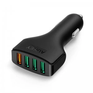 image of Aukey 2.4A Quad Port Car Charger with Quick Charge 3.0