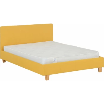 Image of Prado 135 x 190 UK 4ft6 Double Mustard Fabric Bed Frame - Seconique