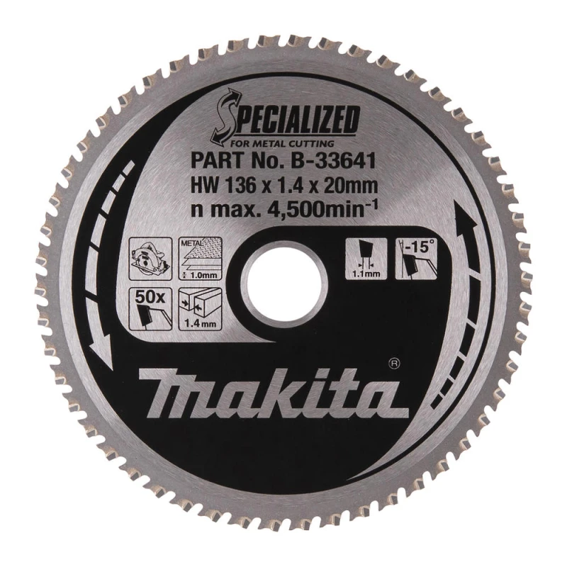 Image of Makita SPECIALIZED Circular Saw Blade for Mild Steel Cutting B-33641 Diameter: 136mm