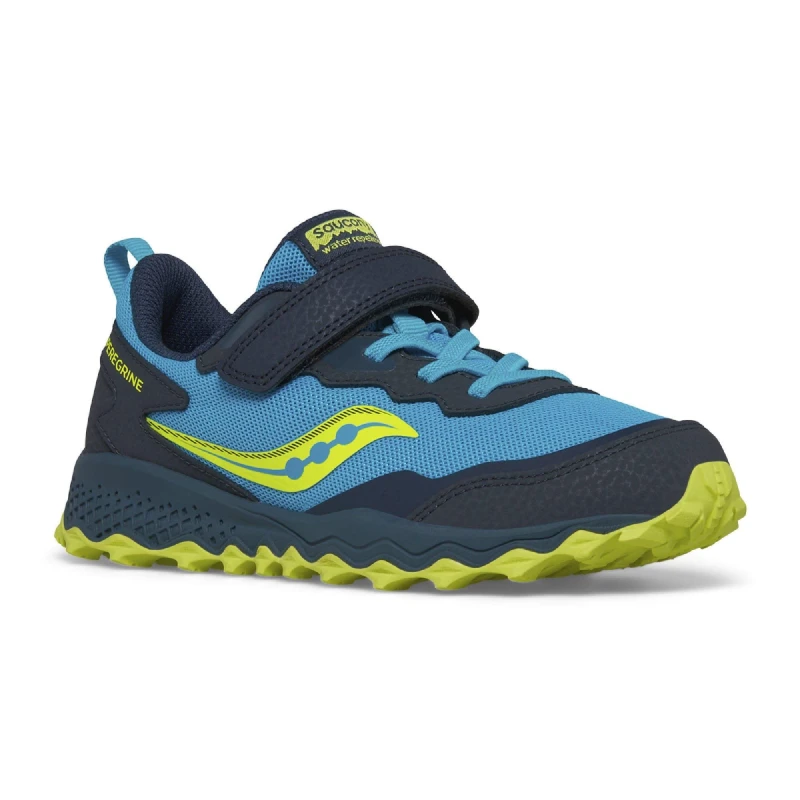 Image of Saucony Peregrine 15 Running Shoe Navy Yellow male 9.5 infant