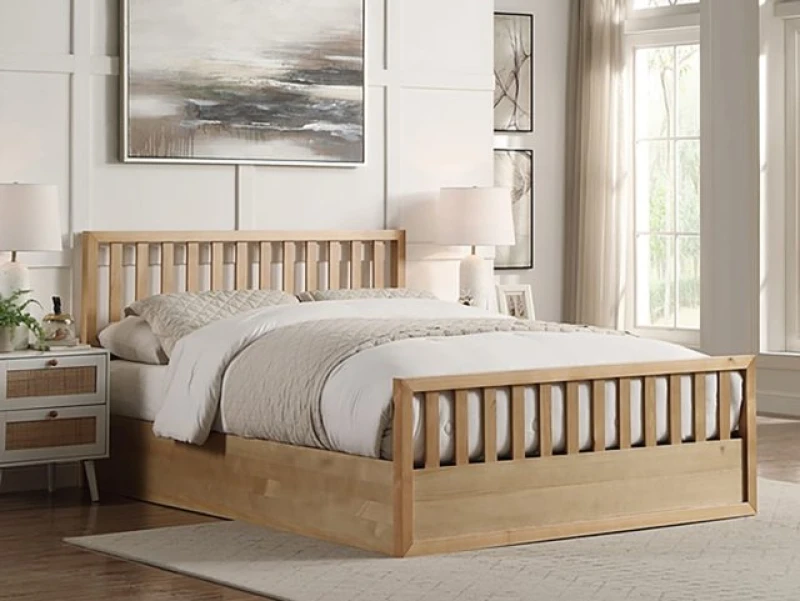 Image of Flintshire Alyn Oak Wooden Ottoman Bed Frame - 4ft6 Double