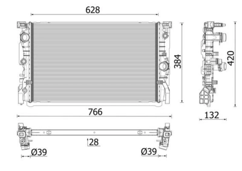 Image of MAHLE CR 2635 000P Engine radiator Aluminium, Brazed cooling fins Radiator,engine cooling (470)