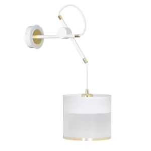 Image of Emibig Monolit White Wall Lamp with Black, Gold Fabric Shades, 1x E-27