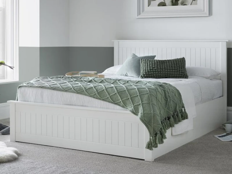 Image of Bedmaster Dawson White Wooden Ottoman Bed Double, White DAWOW4FT6
