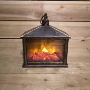 image of Christmas Elegant Fireplace Lantern Rustic Bronze