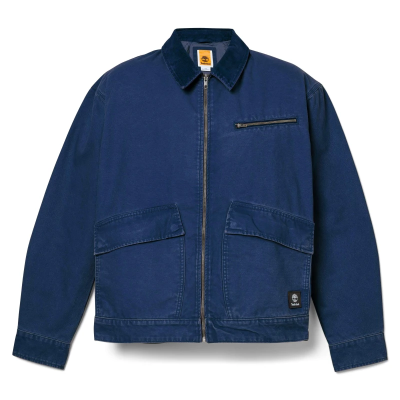 Image of Timberland Mens Washed Canvas Cotton Long Sleeve Mid-Length Field Jacket Sapphire 433 male XL