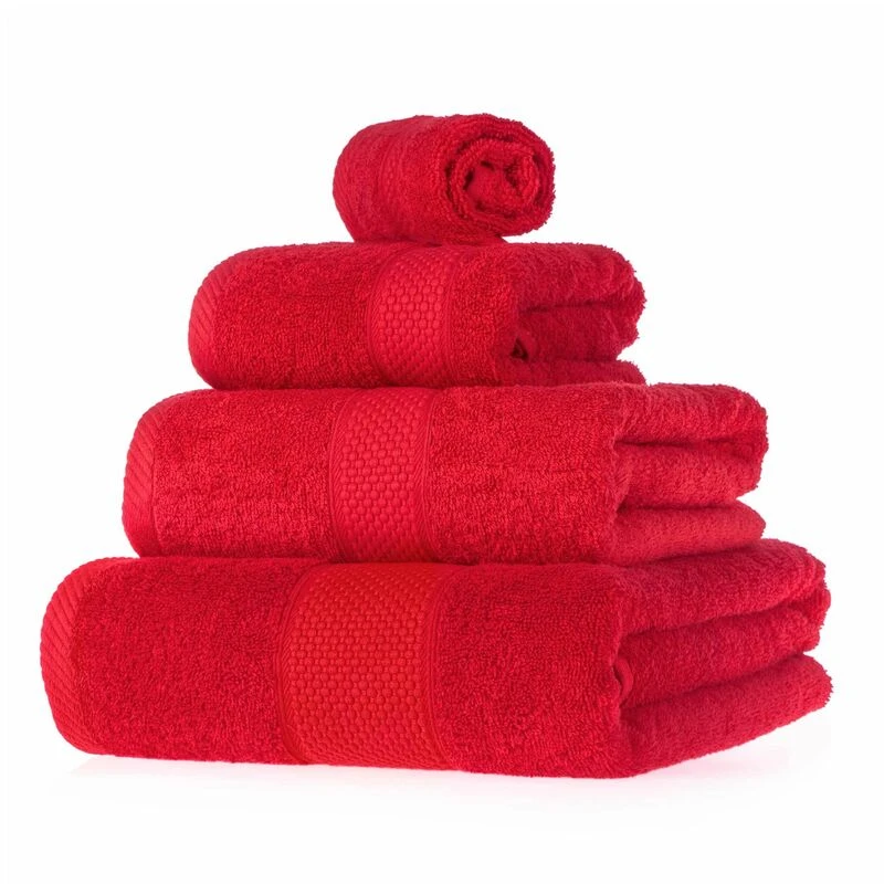 Image of Homescapes Turkish Cotton Bath Towels Set Red