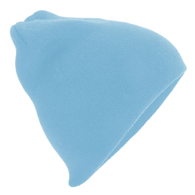 Image of Beechfield Beechfield Men Plain Basic Knitted Winter Beanie Hat in Blue Blue One Size Male 5055747773965