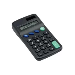 image of 5 Star Office Pocket Calculator 8 Key Display Solar and Battery Power 63x17x113mm Black