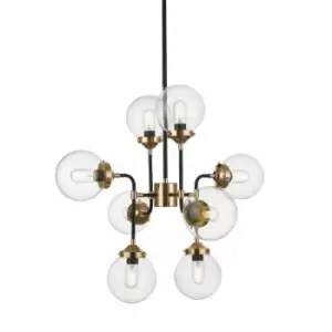 image of Zumaline Riano Globe Pendant Ceiling Light, Black, Gold, 8x E27