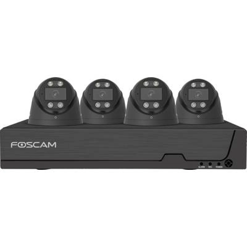 Image of Foscam Foscam Netzwerkkamera FNA108E-T4-2T Black LAN IP-CCTV camera set 8-channel incl. 4 cameras 3840 x 2160 p FNA108E-T4-2T black