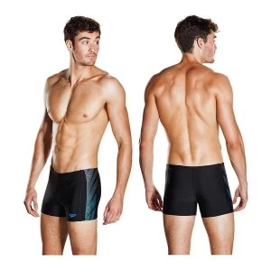 Image of Speedo Placement Panel Aquashort Black/Grey/Blue 30"