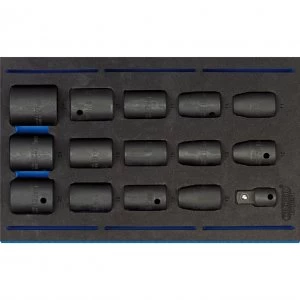 Image of Draper 15 Piece 1/2" Drive Impact Socket Set In Eva Insert Tray 1/2"