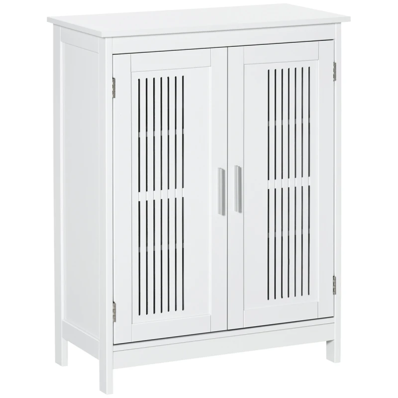 Image of kleankin Modern Bathroom Cabinet, Freestanding Floor Cabinet with Storage, White 834-331