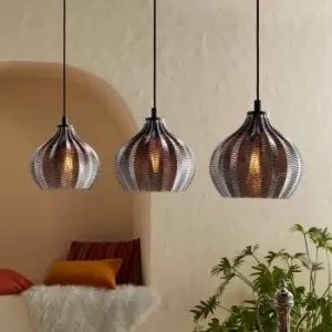 Image of EGLO Tamallat Black Glass 3L Pendant Light