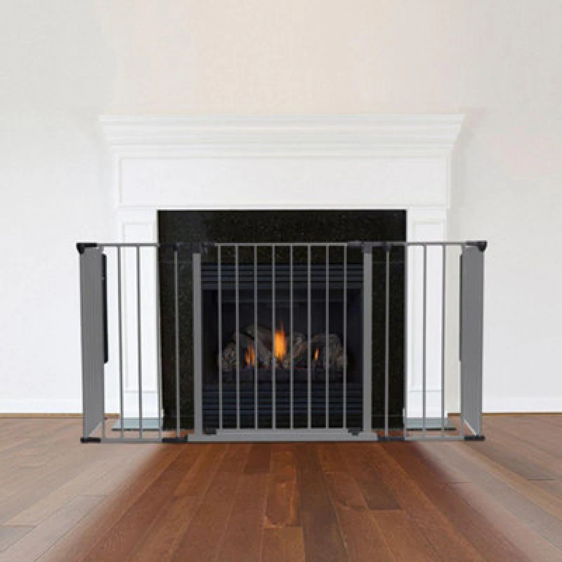 Image of Safetots Multi Panel Fire Surround, 51Cm Deep X 164Cm Wide, Grey, 70Cm Tall, Child And Pet Safety, Baby And Toddler Fire Guard
