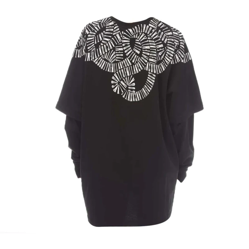 Image of Marcelo Burlon Snake Wings Double Sleeve T-Shirt Black-White male 2XS