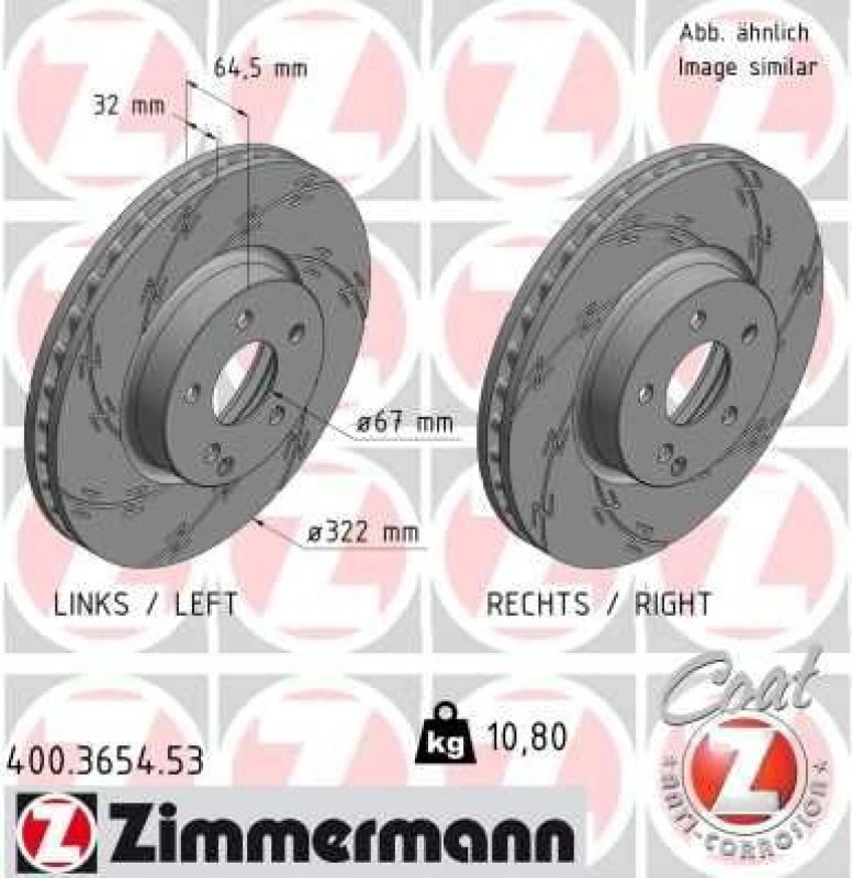Image of ZIMMERMANN Brake disc ZIMMERMANN 400.3654.53