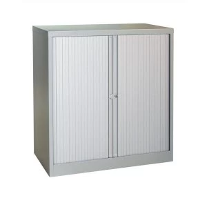 image of Trexus Tambour Steel Side Opening Cupboard Grey