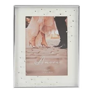 image of 5" x 7"- Amore By Juliana Silver Plated Frame with Crystals