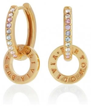 Image of Olivia Burton Bejewelled Rainbow Interlink Gold Huggie Jewellery