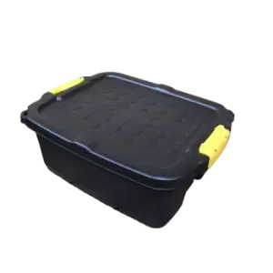 Image of 24L Heavy Duty Storage Box Sturdy, Lockable, Stackable and Nestable Design Storage Chest with Clips in Black