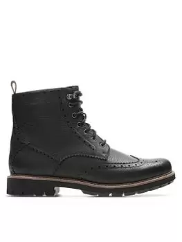 Image of Clarks Batcombe Lord Brogue Boots, Black, Size 12, Men