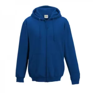 Image of Awdis Plain Mens Hooded Full Zip Hoodie / Zoodie (L) (Royal Blue)