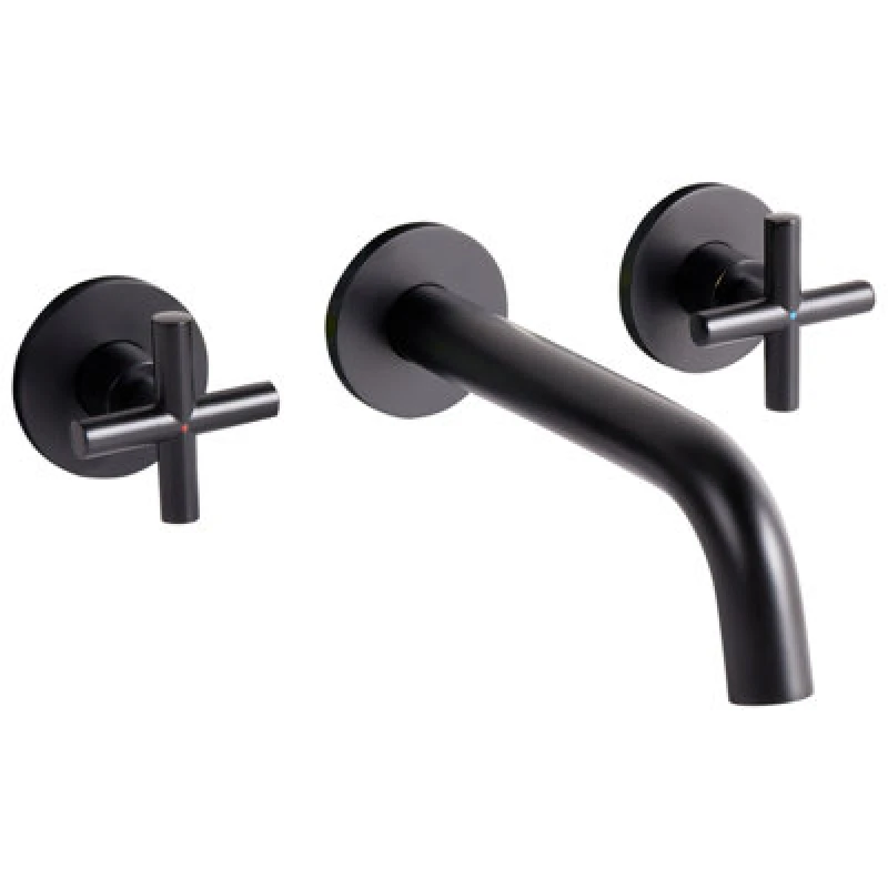 Image of Beliani Wall Mounted Basin Mixer Tap Kaieteur Brass Black