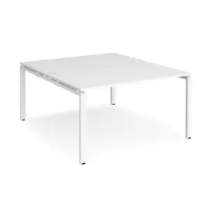 Image of Bench Desk 2 Person Starter Rectangular Desks 1400mm White Tops With White Frames 1600mm Depth Adapt