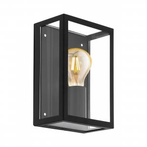 Image of EGLO ES/E27 Alamonte 1 Galvanised Black Outdoor Lantern Wall Light 60W - 94831