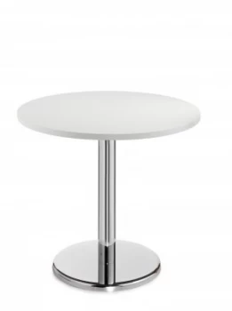 Image of Pisa Circular Table With Round Chrome Base 600mm - White