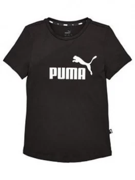 Puma Girls Essential Short Sleeve T-Shirt - Black, Size 5-6 Years, Women