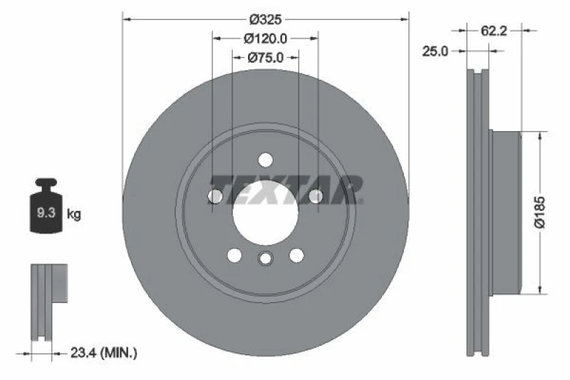 Image of Brake disc TEXTAR 92141505
