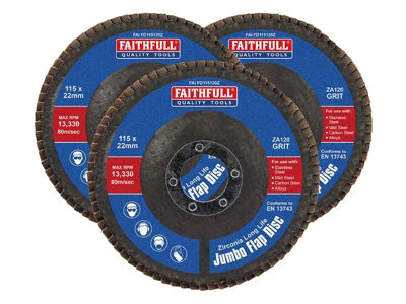 Image of Faithfull Zirconia Abrasive Jumbo Flap Disc FAIFD11512Z3 Diameter: 115mm