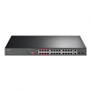 image of TP LINK TL-SL1226P 24-Port 10/100 Mbps + 2-Port Gigabit Rack Switch