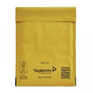 image of Mail Lite Bubble Lined Size C0 150x210mm Gold Postal Bag Pack of 100