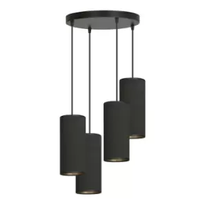Image of Bente Black Cluster Pendant Ceiling Light with Black Fabric Shades, 4x E14