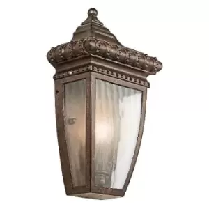 image of Venetian Rain 1 Light Outdoor Wall Half Lantern Light Brushed Bronze IP44, E14