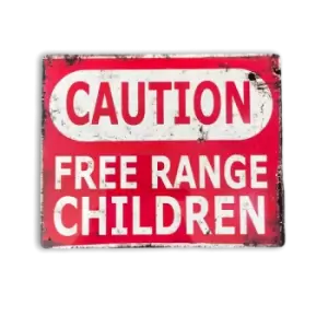 Image of Geko Vintage Metal Sign - Caution Free Range Children Wall Sign