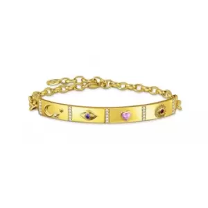 Image of Sterling Silver Gold Plated Stones Long Bridge Bracelet A2139-995-7-L19V