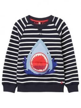 Joules Toddler Boys Ventura Shark Sweat Top - Navy, Size 4 Years