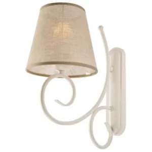 Lorenzo Wall Lamp With Fabric Shade White, 1x E27