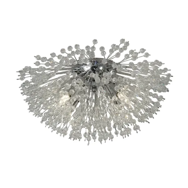 Image of Searchlight Sunburst Glass 4 Light Flush Ceiling Light - Chrome