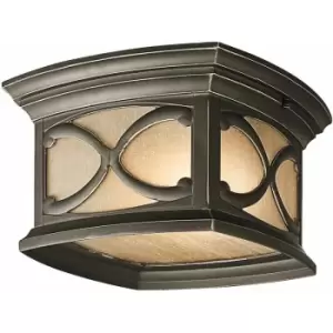 Image of Loops - Outdoor IP44 2 Bulb Flush Light Low Ceiling Olde Bronze LED E27 60W