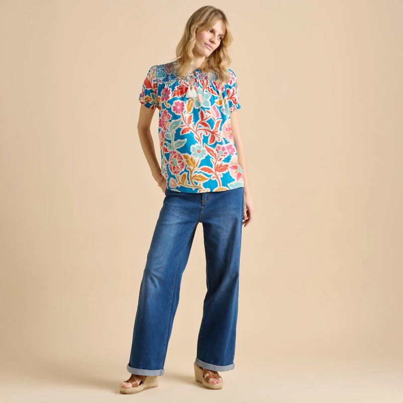 Image of Brakeburn Full Bloom Blouse Blouses - Short Sleeve 10 Multi 30544499195