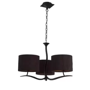 image of Eve Pendant 3 Light E27, Anthracite With Black Round Shades