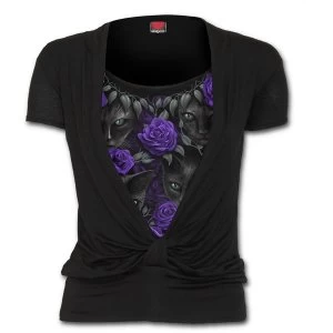 Image of The Watchers Allover 2In1 Gathered Knot Womens XX-Large Short Sleeve Top - Black
